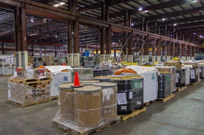 Waste is held in a CES warehouse, ready to be prepared for energy recovery. 
