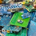Pile of electronic waste parts 