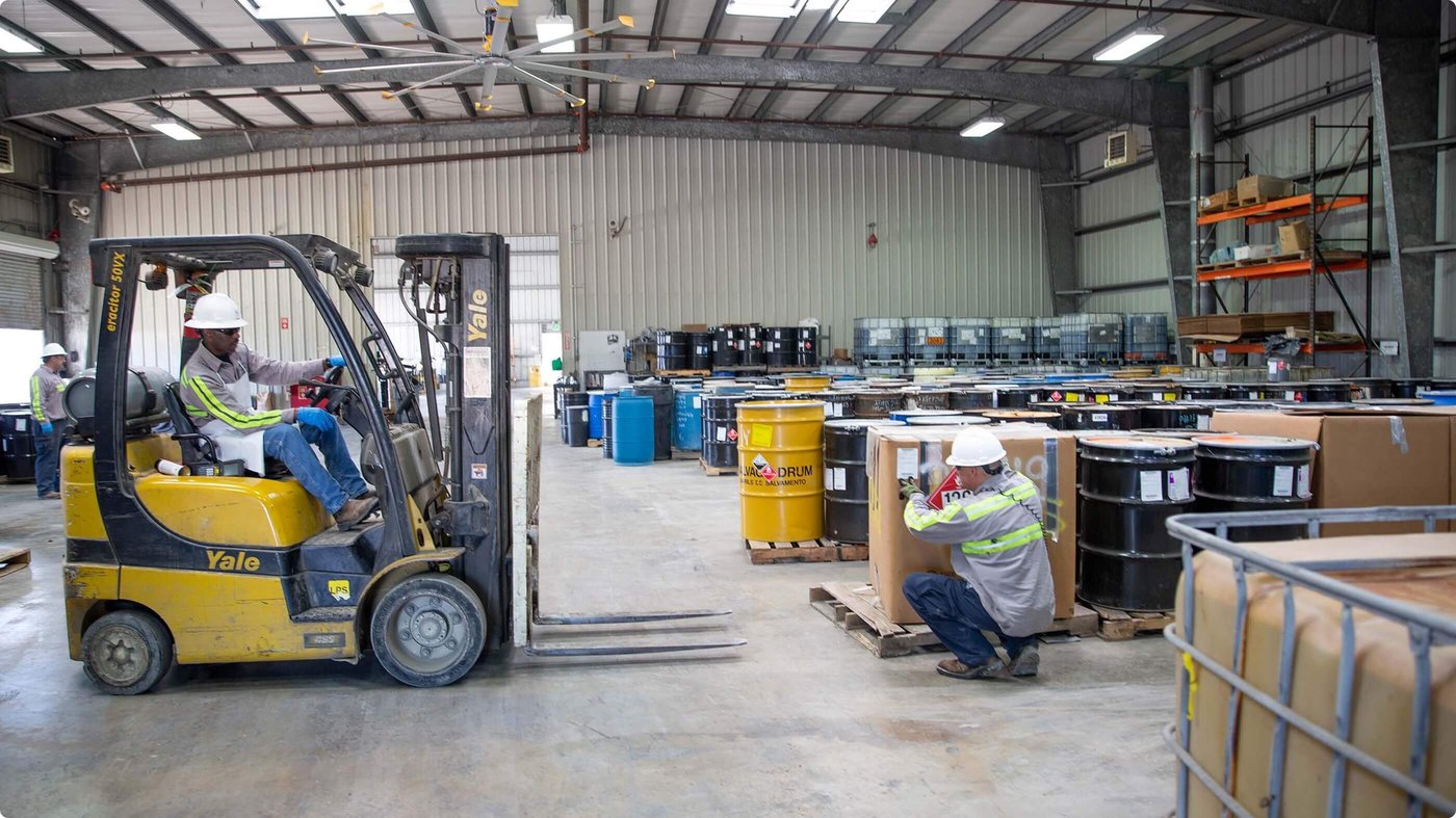  Interior view of a TSDF hazardous waste facility.