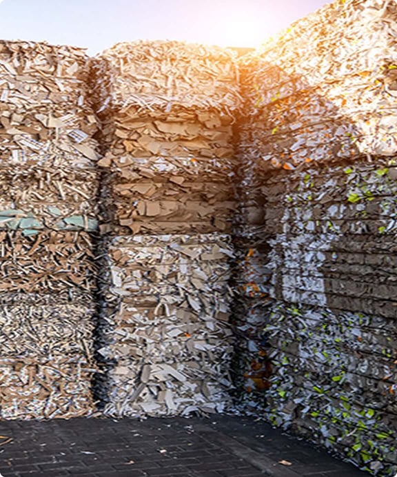 Bales of recycling material.