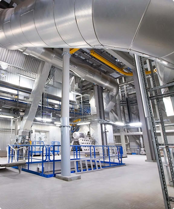 Machinery at a thermomechanical treatment facility (waste-to-energy plant).