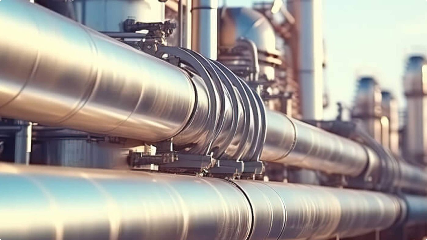 Pipes at a renewable energy recovery facility.