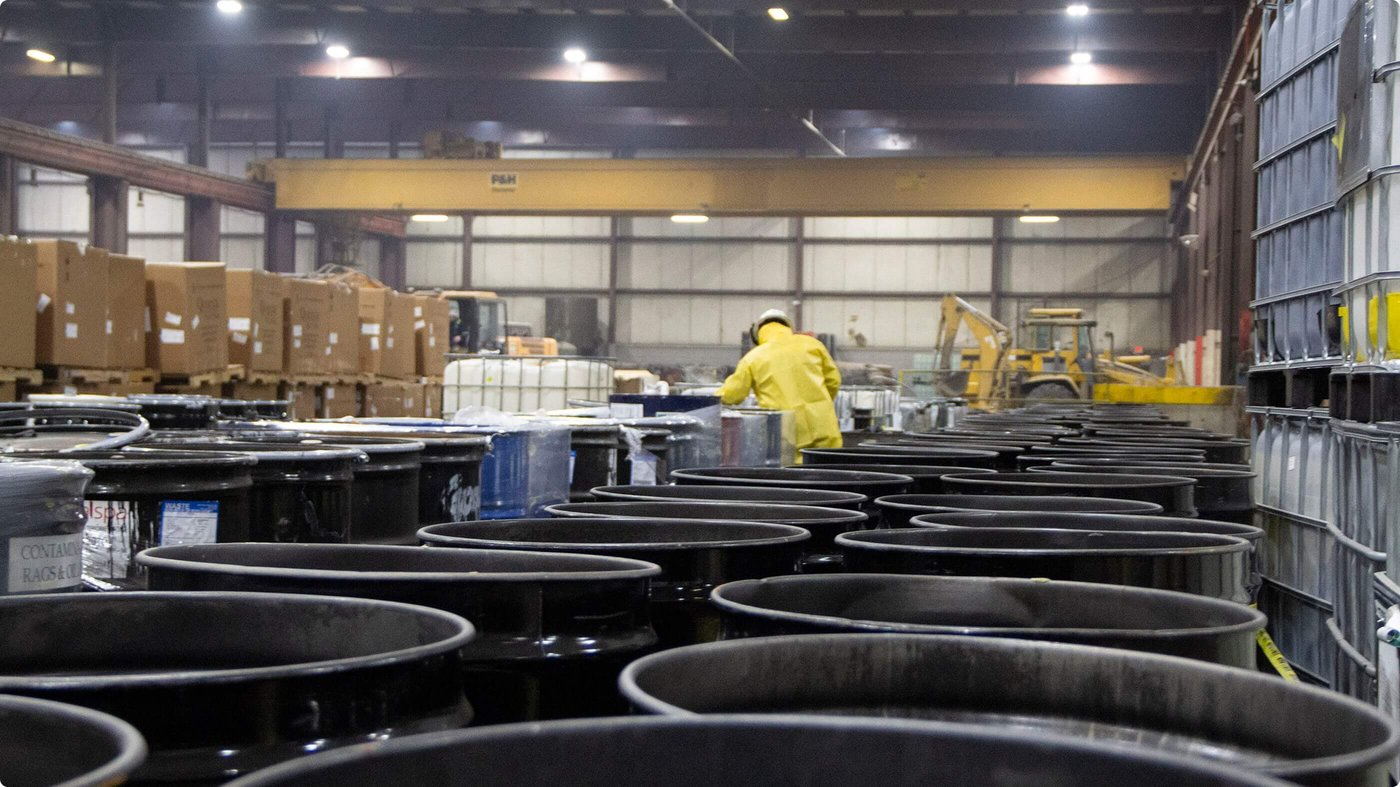 Items for secure disposal stored in drums