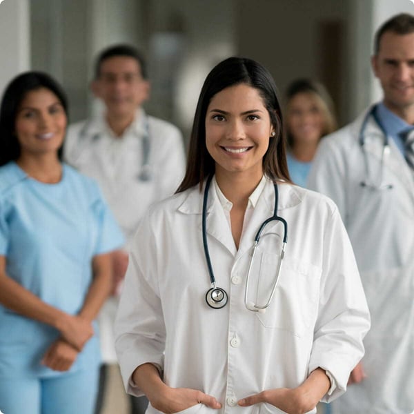 Doctors and nurses in the healthcare profession.