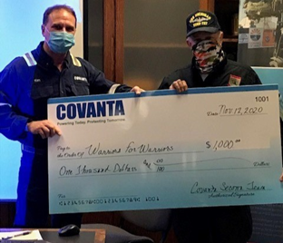 check presentation to Warriors for Warriors